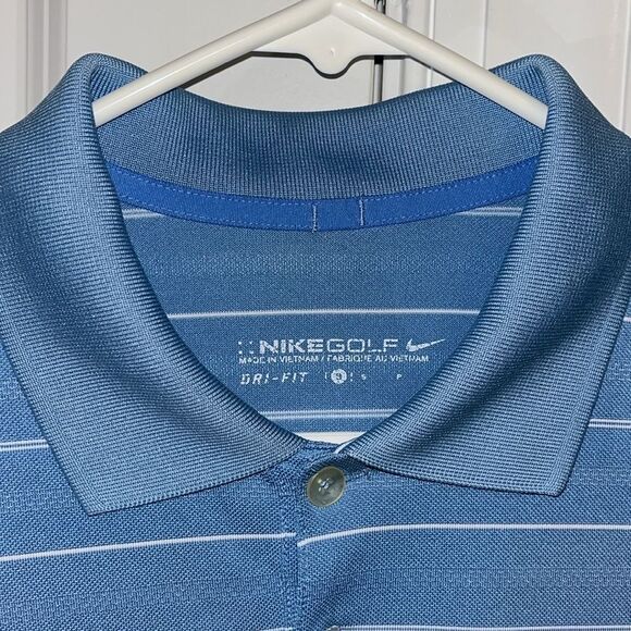 Torrey Pines La Jolla Golf Course Polo Shirt S Nike Dri Fit Carolina Blue Stripe - Picture 4 of 4